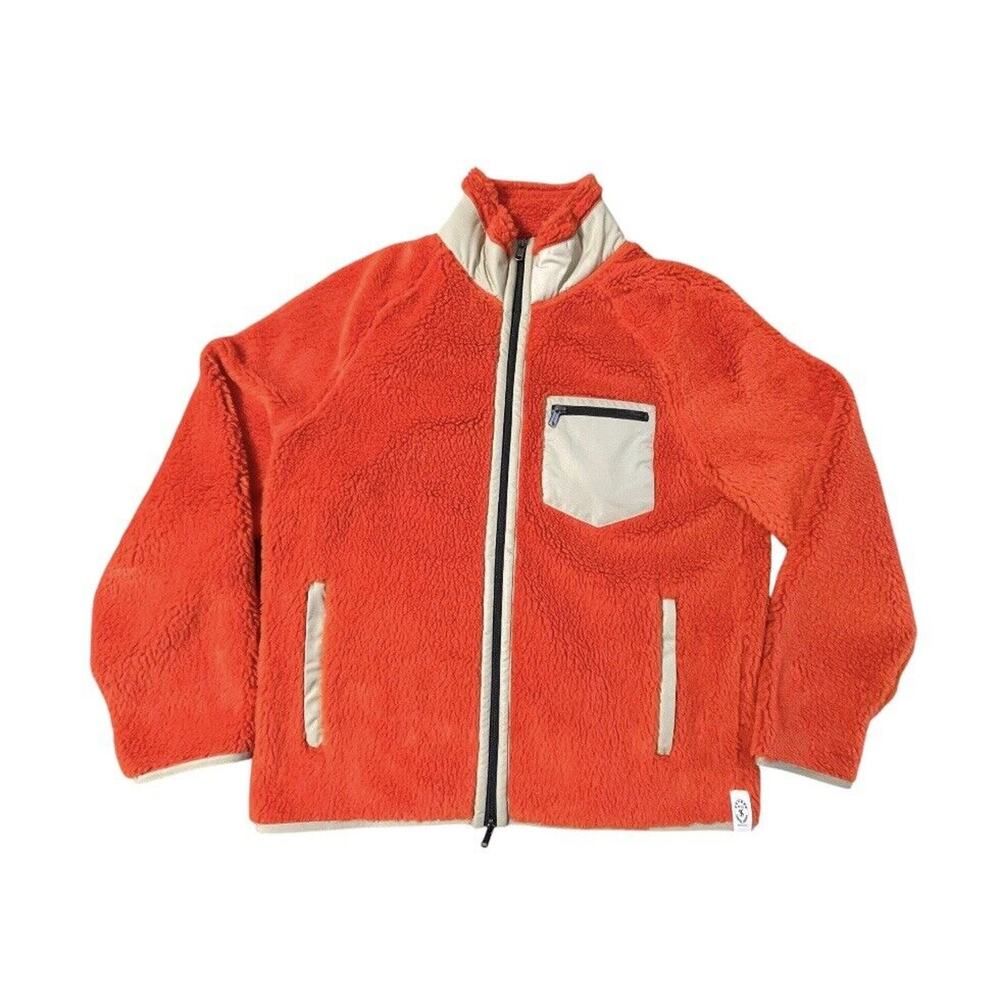NWOT Todd Snyder Sherpa Pile Fleece Full Zip Jacket Orange Medium Men - Picture 1 of 8